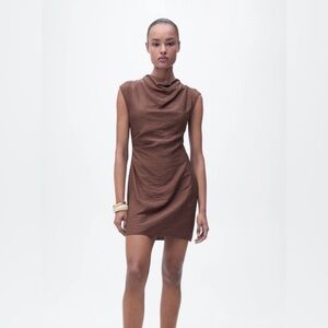 Mango DRAPED TEXTURED DRESS